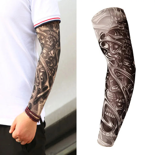 16 Styles Tattoo Sleeve Man Fake Temporary Tattoo Arm Sleeves Unisex Warmers Elastic UV Protection Cool Printed Sun-proof Punk