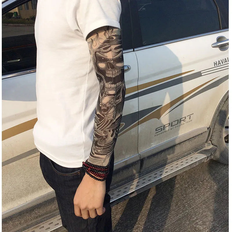 16 Styles Tattoo Sleeve Man Fake Temporary Tattoo Arm Sleeves Unisex Warmers Elastic UV Protection Cool Printed Sun-proof Punk
