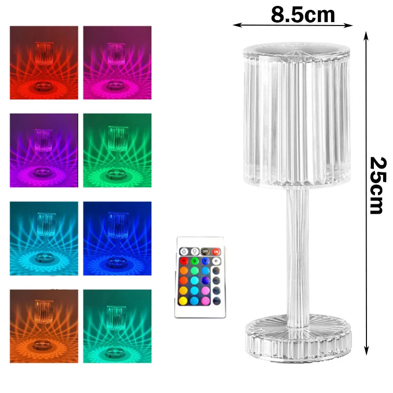 LED Night Light Crystal Lamp Projection Touch Color Changing Room Decoration