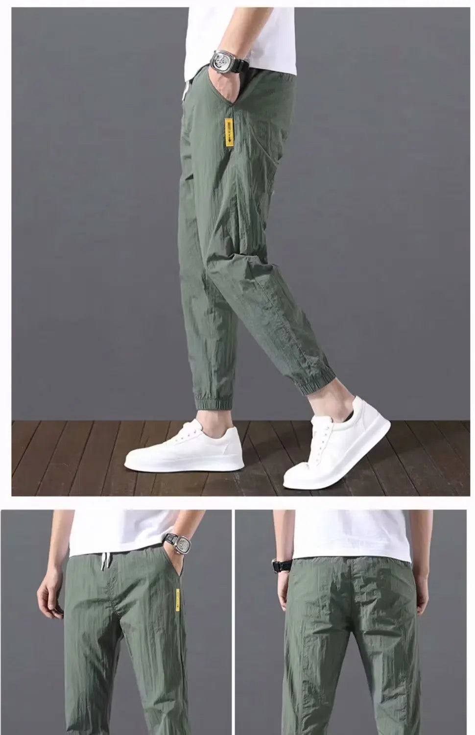 Summer New Fashion Trendloose Large Size Thin Ice Silk Breathable Korean Sports Casual Nine Point Pants 90s Vintage Clothes