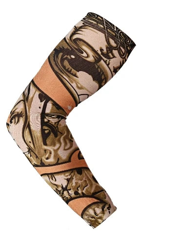 1PCS Men Long Fake Warmers Summer Tattoo Sleeves Sun Protection Cover Outdoor Gloves Driving Ice Silk Arm Sleeves Women