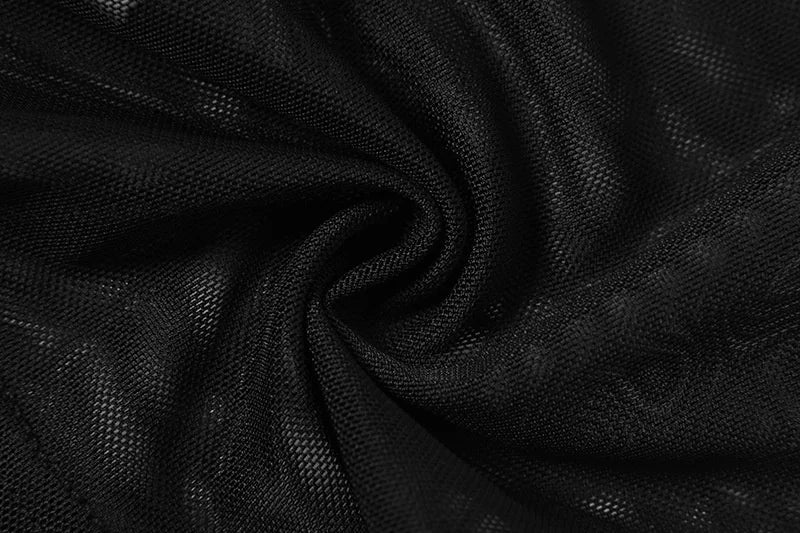 Women Summer Black Mesh See Through Palm Touch The Chest Tank Top 2025 Sexy Clubwear Streetwear Crop Tops Round Neck Clothing