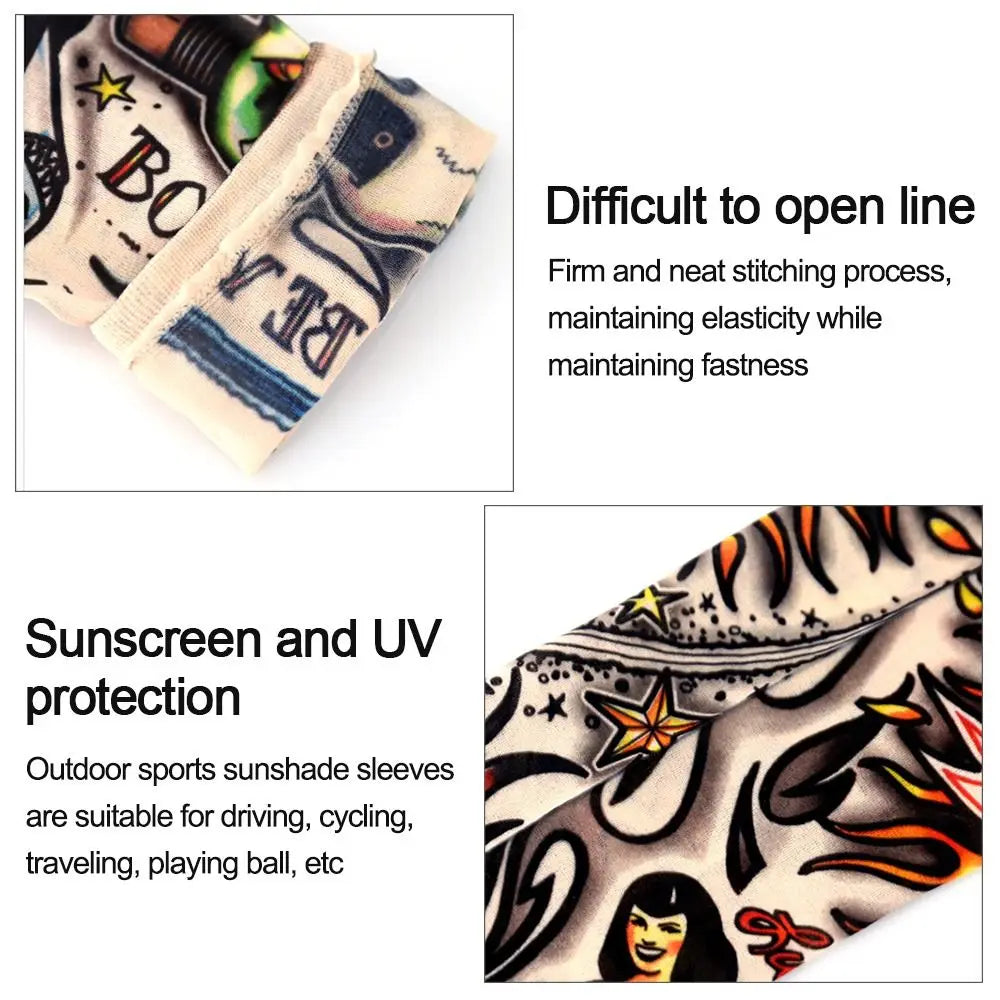 1Pc Tattoo Sleeve for Men Women Anti-Sunburn Sleeve Elastic Outdoor Nightclub Cycling Arm Cover Party Cycling Flower Arm