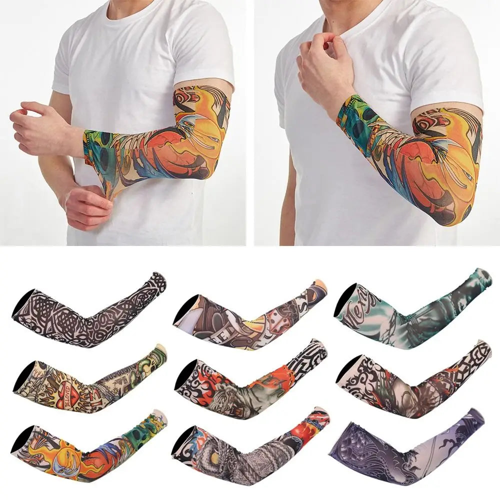 1Pc Tattoo Sleeve for Men Women Anti-Sunburn Sleeve Elastic Outdoor Nightclub Cycling Arm Cover Party Cycling Flower Arm