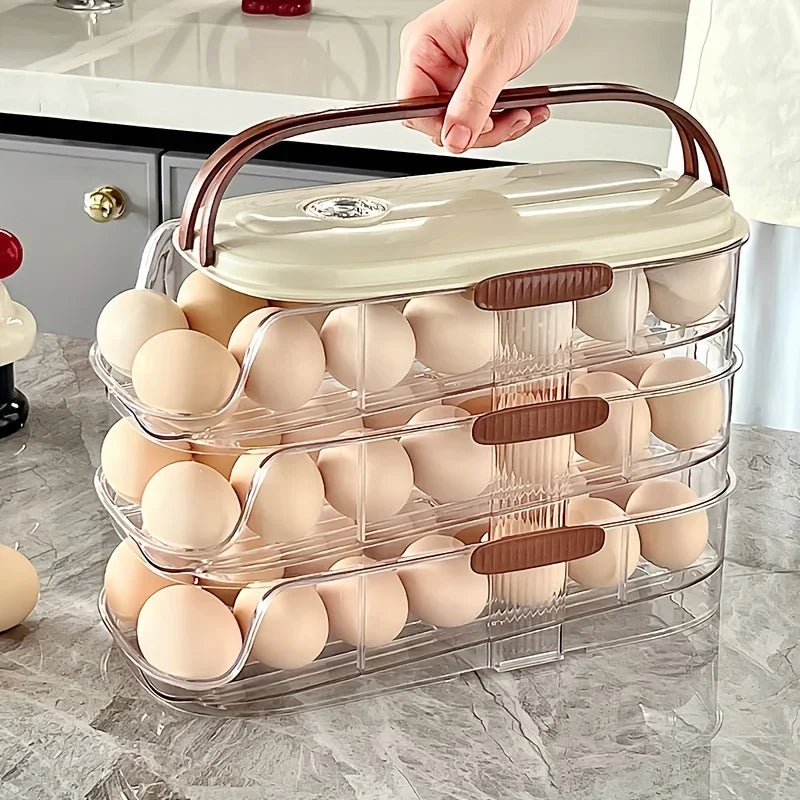 Automatic Rolling Large Capacity Egg Storage Refrigerator Storage Box Egg Fresh-keeping Rack Household Kitchen Tools