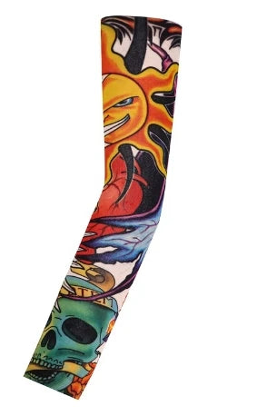 1PCS Men Long Fake Warmers Summer Tattoo Sleeves Sun Protection Cover Outdoor Gloves Driving Ice Silk Arm Sleeves Women
