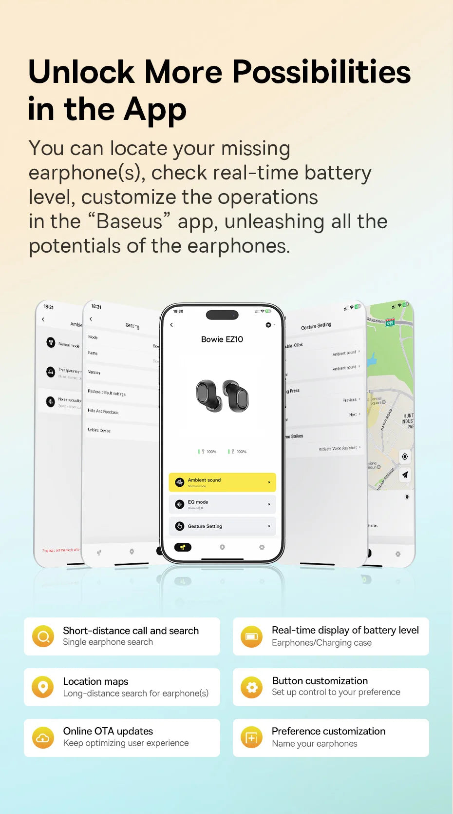 Baseus True Wireless Earphone Bluetooth 5.3 HiFi Sports Earbuds Fast Charge 0.06' Low Latency 25H Playtime
