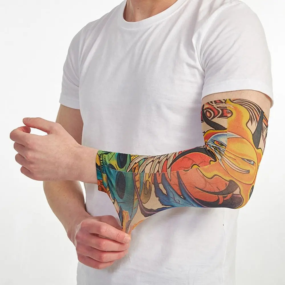 1Pc Tattoo Sleeve for Men Women Anti-Sunburn Sleeve Elastic Outdoor Nightclub Cycling Arm Cover Party Cycling Flower Arm