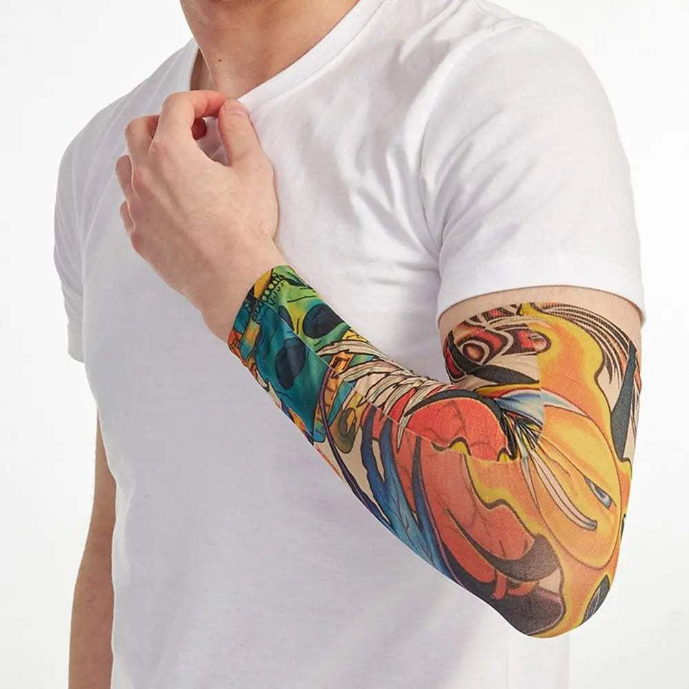 1Pc Tattoo Sleeve for Men Women Anti-Sunburn Sleeve Elastic Outdoor Nightclub Cycling Arm Cover Party Cycling Flower Arm