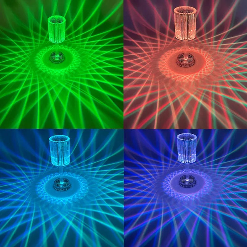 LED Night Light Crystal Lamp Projection Touch Color Changing Room Decoration