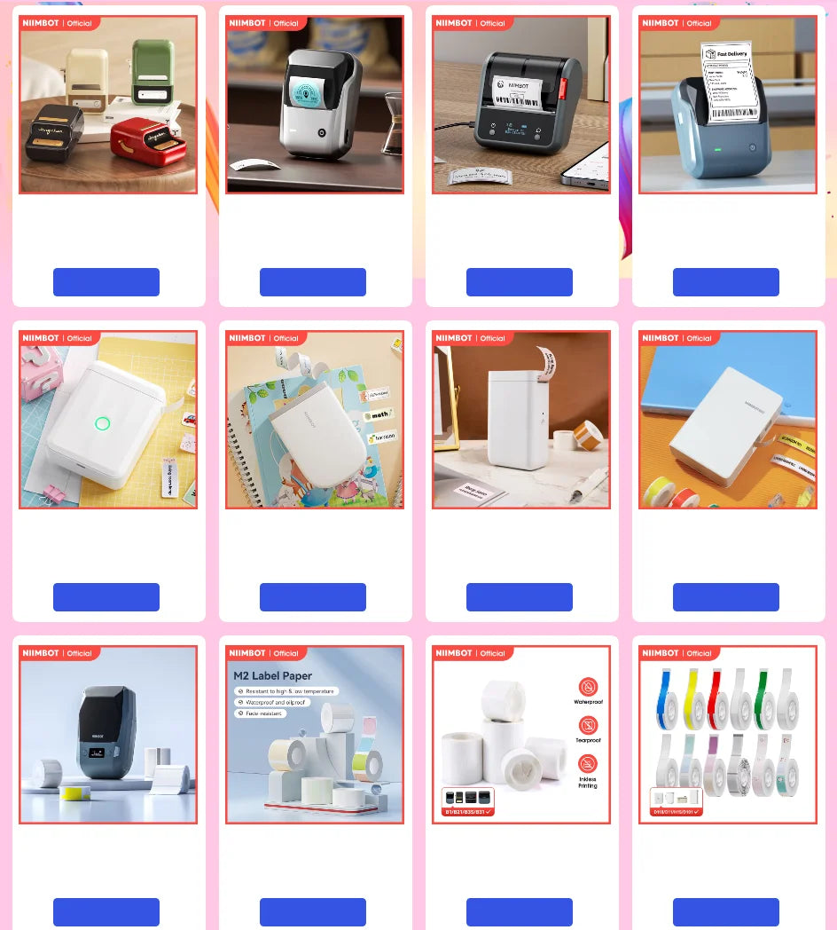 NiiMbot 300 DPI B21 Pro Thermal Printer Cardboard Label High-definition Photo Printing Sticker Photo Paper With Adhesive Backing