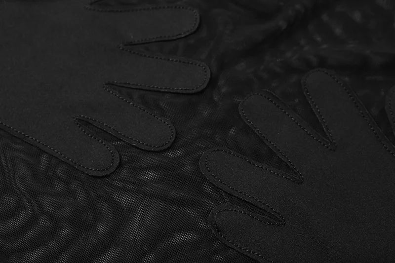 Women Summer Black Mesh See Through Palm Touch The Chest Tank Top 2025 Sexy Clubwear Streetwear Crop Tops Round Neck Clothing