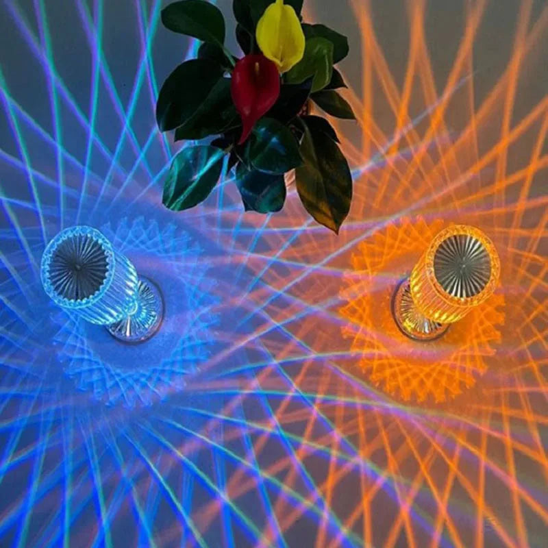 LED Night Light Crystal Lamp Projection Touch Color Changing Room Decoration