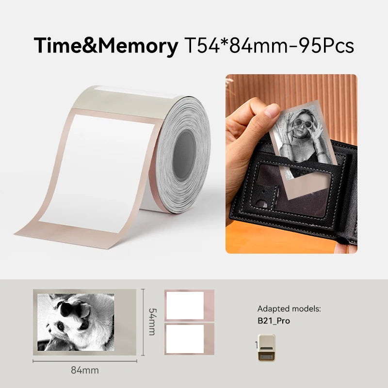 NiiMbot 300 DPI B21 Pro Thermal Printer Cardboard Label High-definition Photo Printing Sticker Photo Paper With Adhesive Backing