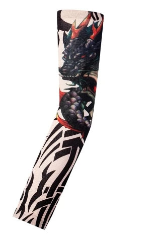 1PCS Men Long Fake Warmers Summer Tattoo Sleeves Sun Protection Cover Outdoor Gloves Driving Ice Silk Arm Sleeves Women