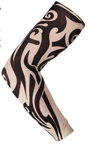 1PCS Men Long Fake Warmers Summer Tattoo Sleeves Sun Protection Cover Outdoor Gloves Driving Ice Silk Arm Sleeves Women