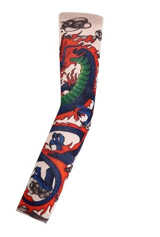 1PCS Men Long Fake Warmers Summer Tattoo Sleeves Sun Protection Cover Outdoor Gloves Driving Ice Silk Arm Sleeves Women
