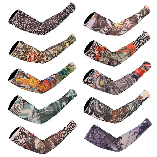 1Pc Tattoo Sleeve for Men Women Anti-Sunburn Sleeve Elastic Outdoor Nightclub Cycling Arm Cover Party Cycling Flower Arm