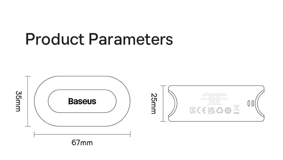 Baseus True Wireless Earphone Bluetooth 5.3 HiFi Sports Earbuds Fast Charge 0.06' Low Latency 25H Playtime