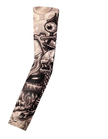 1PCS Men Long Fake Warmers Summer Tattoo Sleeves Sun Protection Cover Outdoor Gloves Driving Ice Silk Arm Sleeves Women