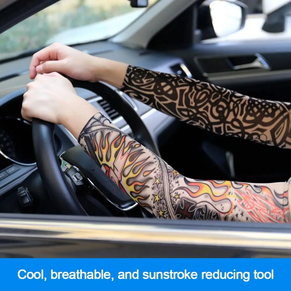 1Pc Tattoo Sleeve for Men Women Anti-Sunburn Sleeve Elastic Outdoor Nightclub Cycling Arm Cover Party Cycling Flower Arm
