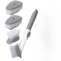 2 in 1 Refillable Kitchen Brush Long Handle Detachable Soap Dispenser Scrubber for Pots Dishes Sink Non Scratch Eco Friendly