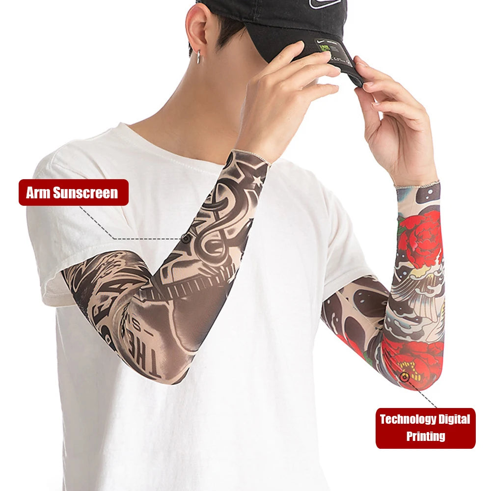 Running UV Protection Basketball Outdoor Sport Flower Arm Sleeves Tattoo Arm Sleeves Arm Cover Sun Protection