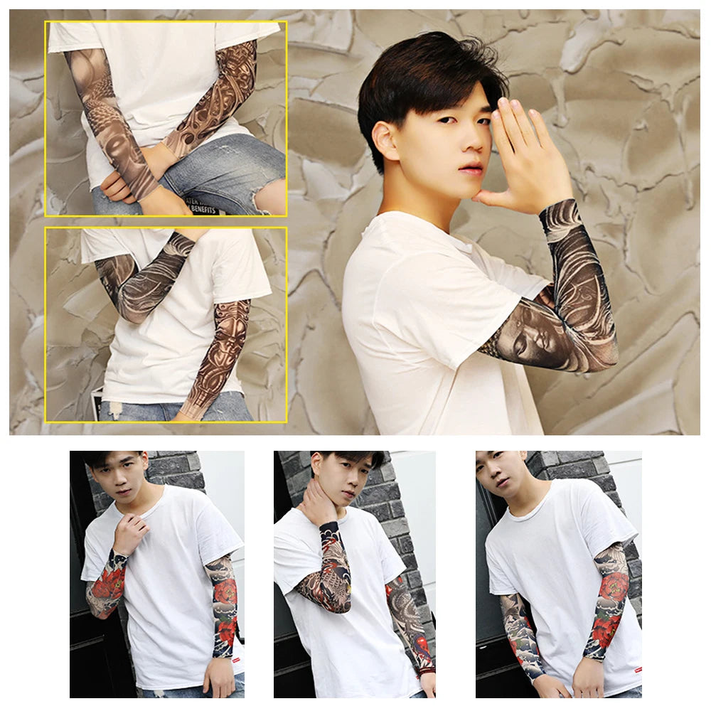 Running UV Protection Basketball Outdoor Sport Flower Arm Sleeves Tattoo Arm Sleeves Arm Cover Sun Protection