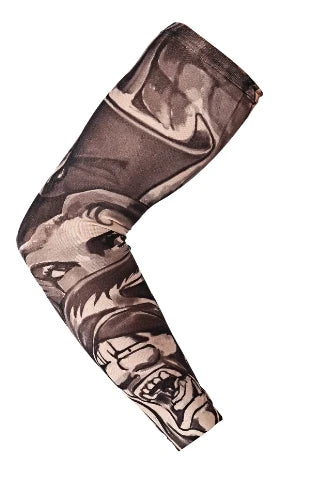 1PCS Men Long Fake Warmers Summer Tattoo Sleeves Sun Protection Cover Outdoor Gloves Driving Ice Silk Arm Sleeves Women