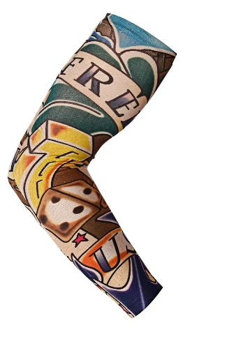 1PCS Men Long Fake Warmers Summer Tattoo Sleeves Sun Protection Cover Outdoor Gloves Driving Ice Silk Arm Sleeves Women