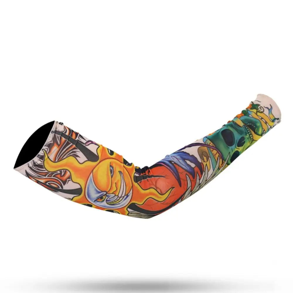 1Pc Tattoo Sleeve for Men Women Anti-Sunburn Sleeve Elastic Outdoor Nightclub Cycling Arm Cover Party Cycling Flower Arm