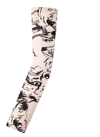 1PCS Men Long Fake Warmers Summer Tattoo Sleeves Sun Protection Cover Outdoor Gloves Driving Ice Silk Arm Sleeves Women