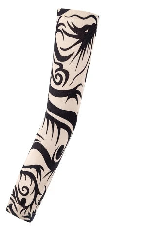 1PCS Men Long Fake Warmers Summer Tattoo Sleeves Sun Protection Cover Outdoor Gloves Driving Ice Silk Arm Sleeves Women