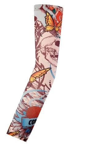 1PCS Men Long Fake Warmers Summer Tattoo Sleeves Sun Protection Cover Outdoor Gloves Driving Ice Silk Arm Sleeves Women