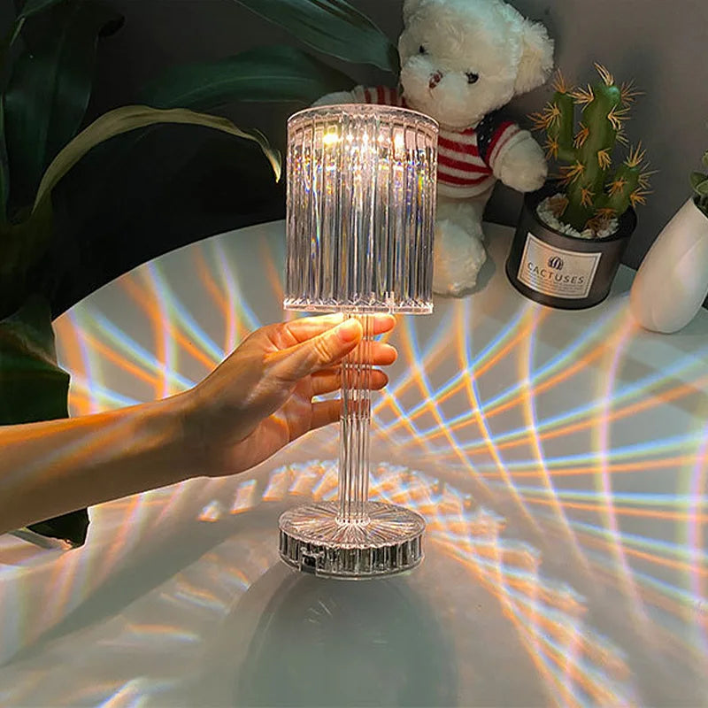 LED Night Light Crystal Lamp Projection Touch Color Changing Room Decoration