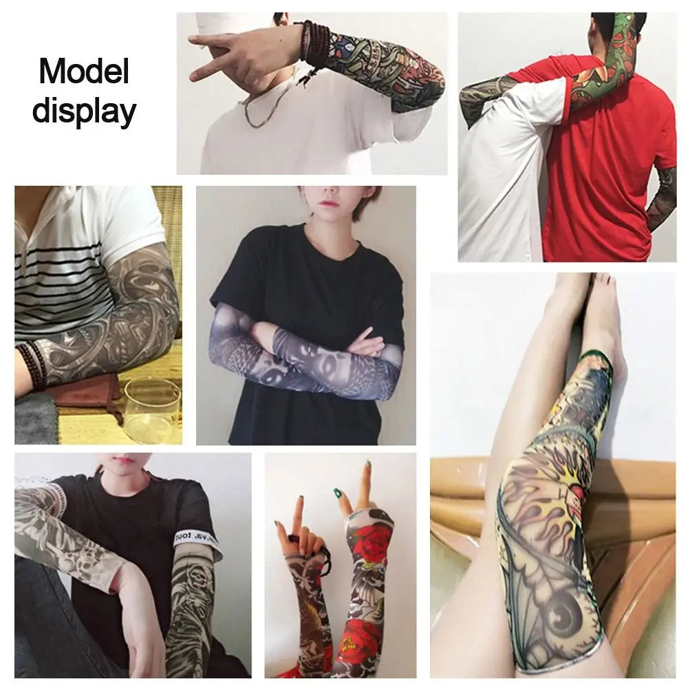 1Pc Tattoo Sleeve for Men Women Anti-Sunburn Sleeve Elastic Outdoor Nightclub Cycling Arm Cover Party Cycling Flower Arm