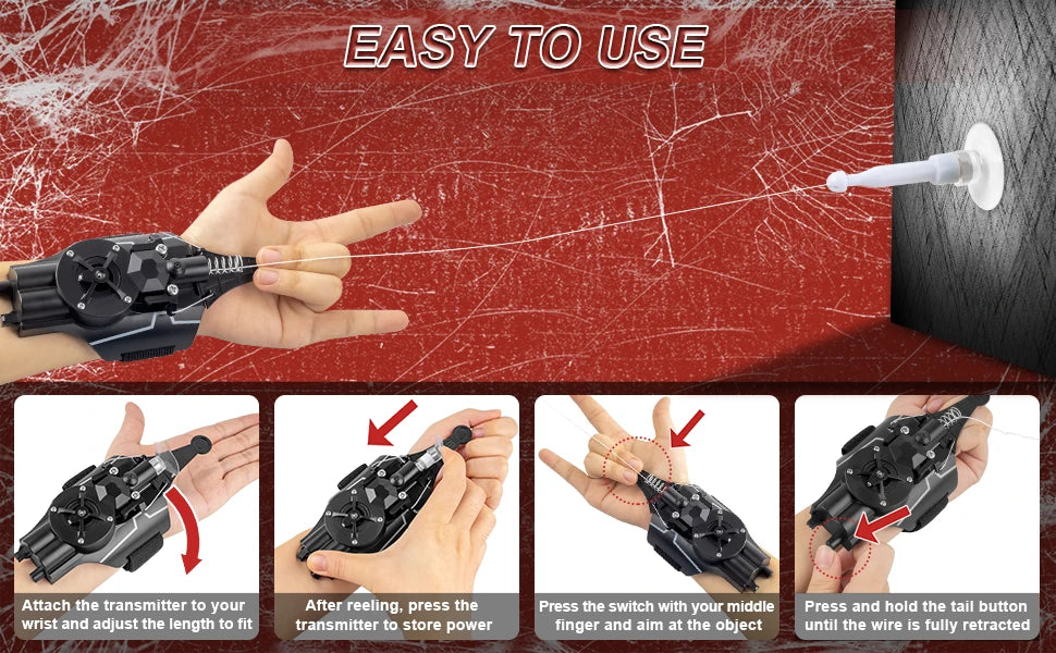 Spider  man Silk Launche  Parker Cosplay Toy Web Shooters Wrist Launcher Shooters  Props Shooting Device Toys For Children Gifts