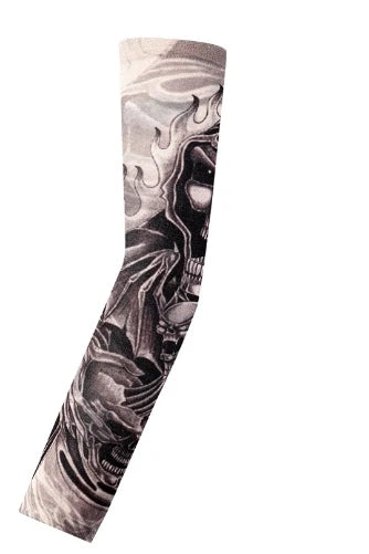 1PCS Men Long Fake Warmers Summer Tattoo Sleeves Sun Protection Cover Outdoor Gloves Driving Ice Silk Arm Sleeves Women