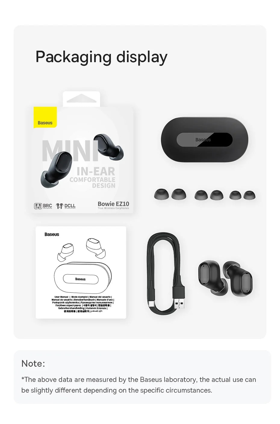 Baseus True Wireless Earphone Bluetooth 5.3 HiFi Sports Earbuds Fast Charge 0.06' Low Latency 25H Playtime
