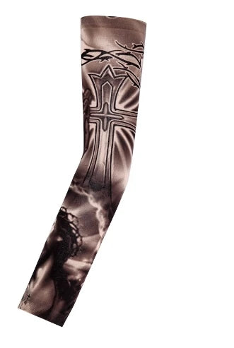 1PCS Men Long Fake Warmers Summer Tattoo Sleeves Sun Protection Cover Outdoor Gloves Driving Ice Silk Arm Sleeves Women