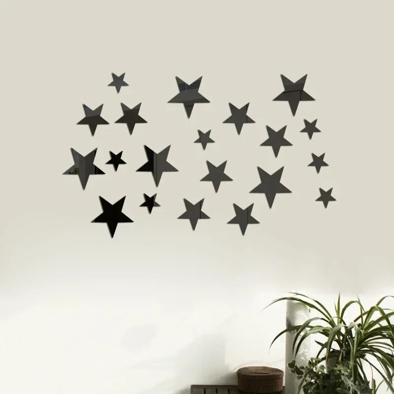20pcs Star Wall Sticker 3D Acrylic Irregular Mirror Vanity Living Room Decoration Cartoon Wall Stickers for Kids Room Home Decor