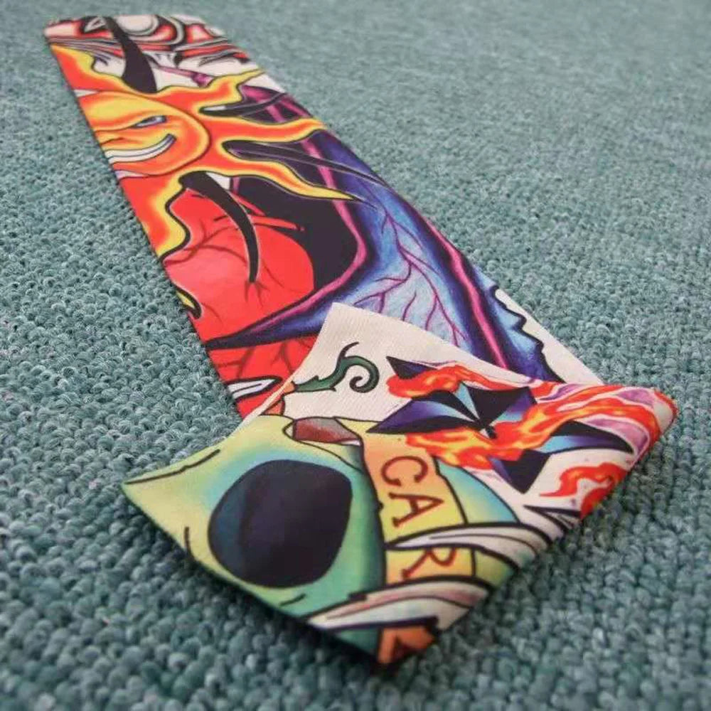 1PCS Men Long Fake Warmers Summer Tattoo Sleeves Sun Protection Cover Outdoor Gloves Driving Ice Silk Arm Sleeves Women