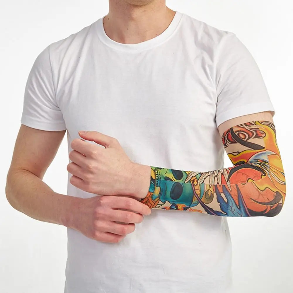 1Pc Tattoo Sleeve for Men Women Anti-Sunburn Sleeve Elastic Outdoor Nightclub Cycling Arm Cover Party Cycling Flower Arm
