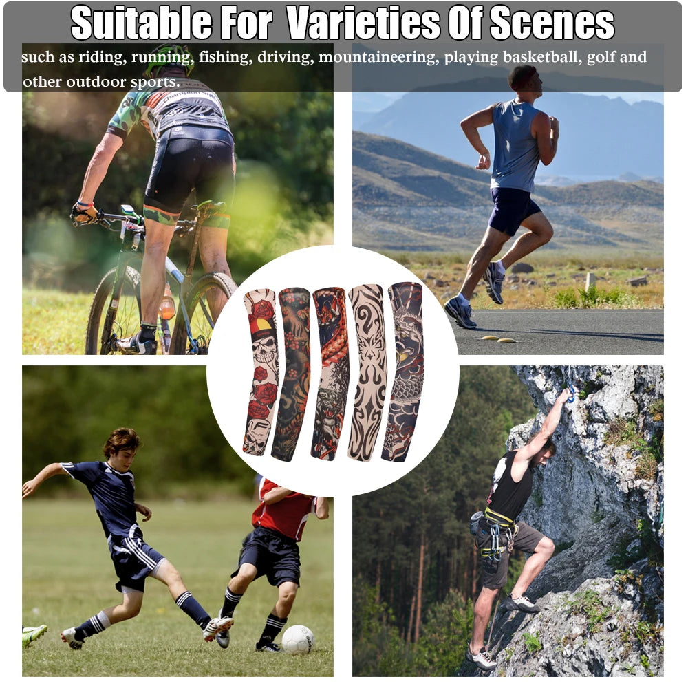 Running UV Protection Basketball Outdoor Sport Flower Arm Sleeves Tattoo Arm Sleeves Arm Cover Sun Protection