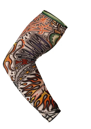 1PCS Men Long Fake Warmers Summer Tattoo Sleeves Sun Protection Cover Outdoor Gloves Driving Ice Silk Arm Sleeves Women