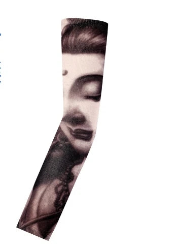 1PCS Men Long Fake Warmers Summer Tattoo Sleeves Sun Protection Cover Outdoor Gloves Driving Ice Silk Arm Sleeves Women