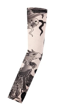 1PCS Men Long Fake Warmers Summer Tattoo Sleeves Sun Protection Cover Outdoor Gloves Driving Ice Silk Arm Sleeves Women