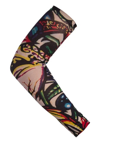 1PCS Men Long Fake Warmers Summer Tattoo Sleeves Sun Protection Cover Outdoor Gloves Driving Ice Silk Arm Sleeves Women