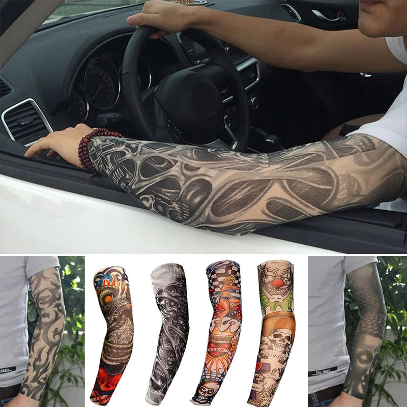 One Sleeve Outdoor Cycling Tattoo Sunscreen Sleeves Summer Tattoo Flower Arm Sleeves Independence Day Dress Up Fashion Sleeves