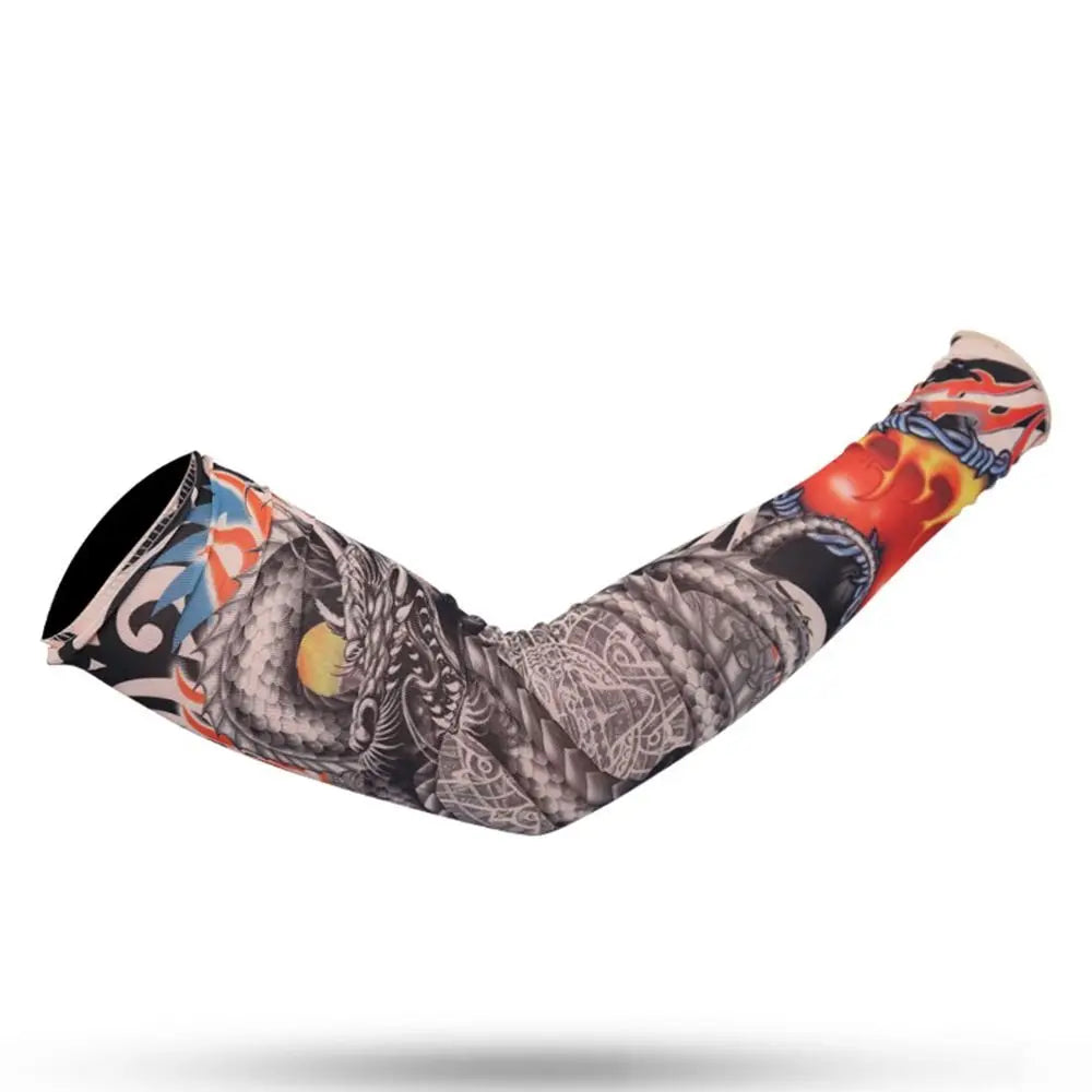 1Pc Tattoo Sleeve for Men Women Anti-Sunburn Sleeve Elastic Outdoor Nightclub Cycling Arm Cover Party Cycling Flower Arm